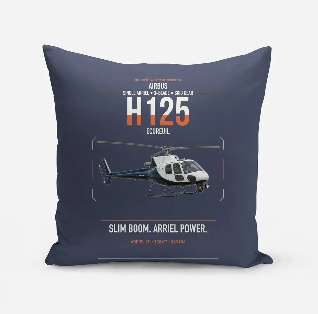 Airbus H125 design on navy blue pillow
