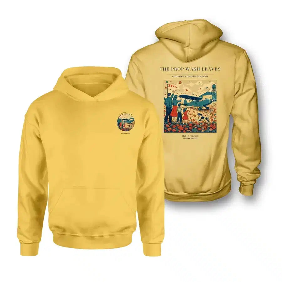 VINTAGE G4450 - The Prop Wash Leaves - Double-Side Hoodie design on yellow double side