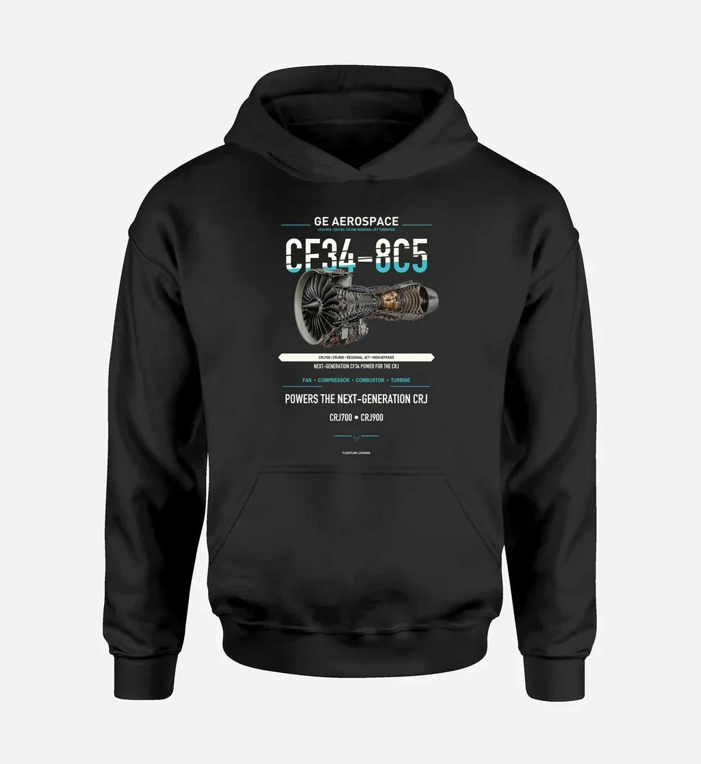 CF34-8C5 design on black hoodie single side