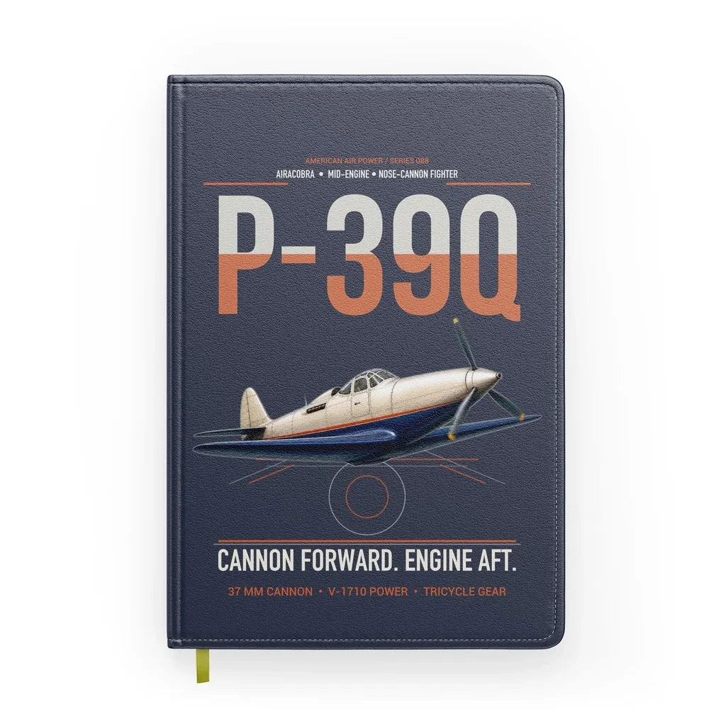 P-39Q Airacobra design on navy blue notebook