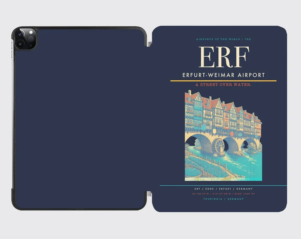Erfurt-Weimar Airport (ERF) design on navy blue ipad tablet case