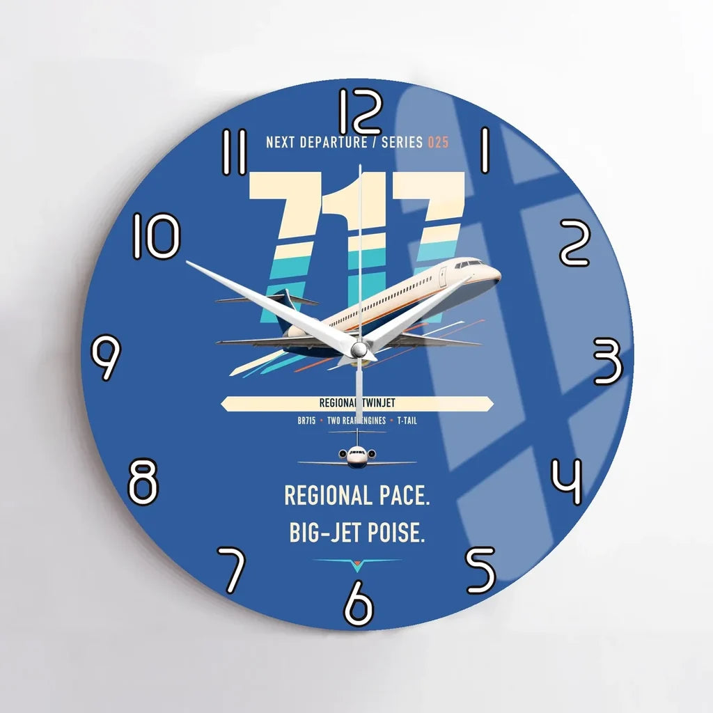 Boeing 717-200 design on blue no frame wall clock