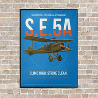 Thumbnail for Royal Aircraft Factory S.E.5a vertical canvas print - framed - turquoise background