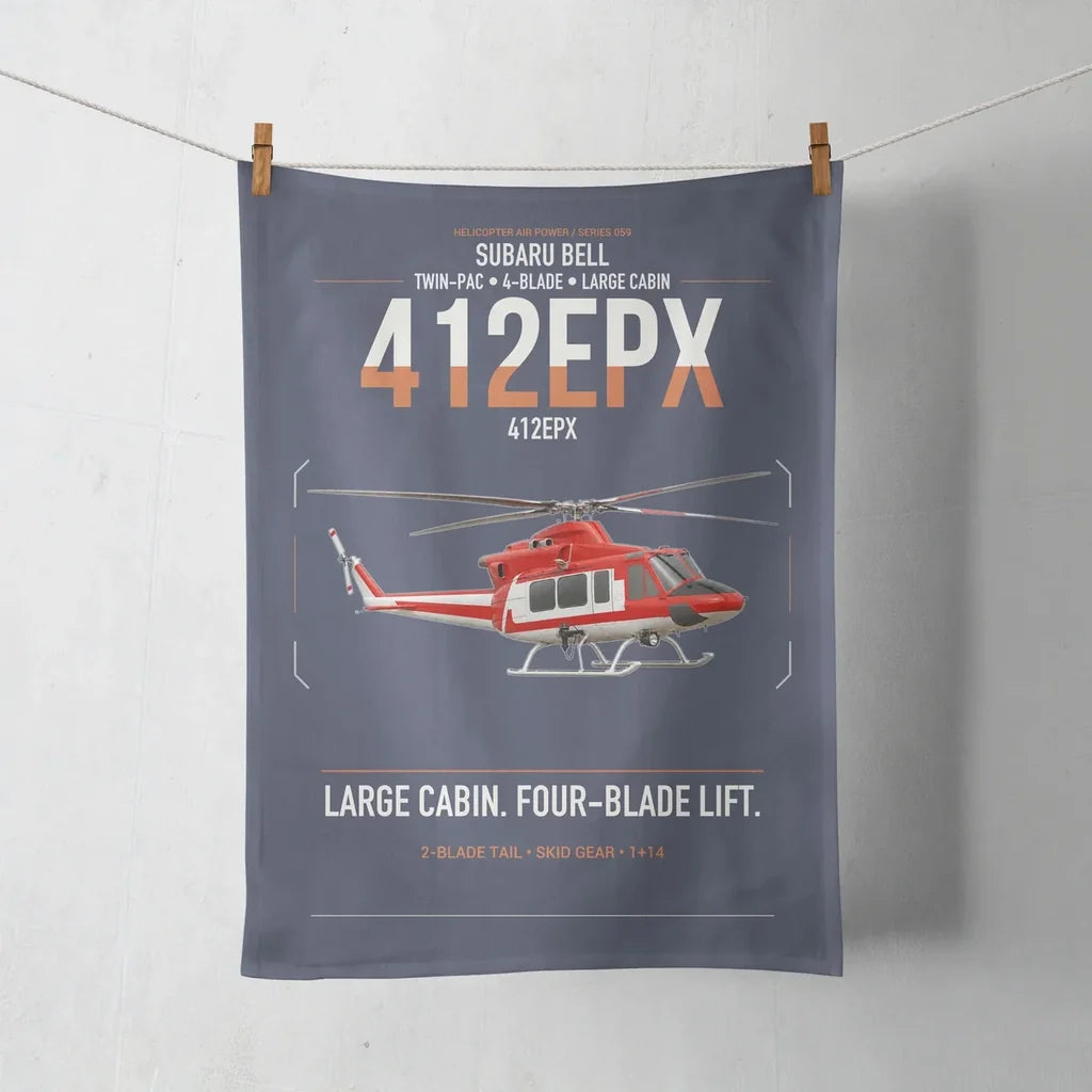 SUBARU Bell 412EPX design on navy blue towel
