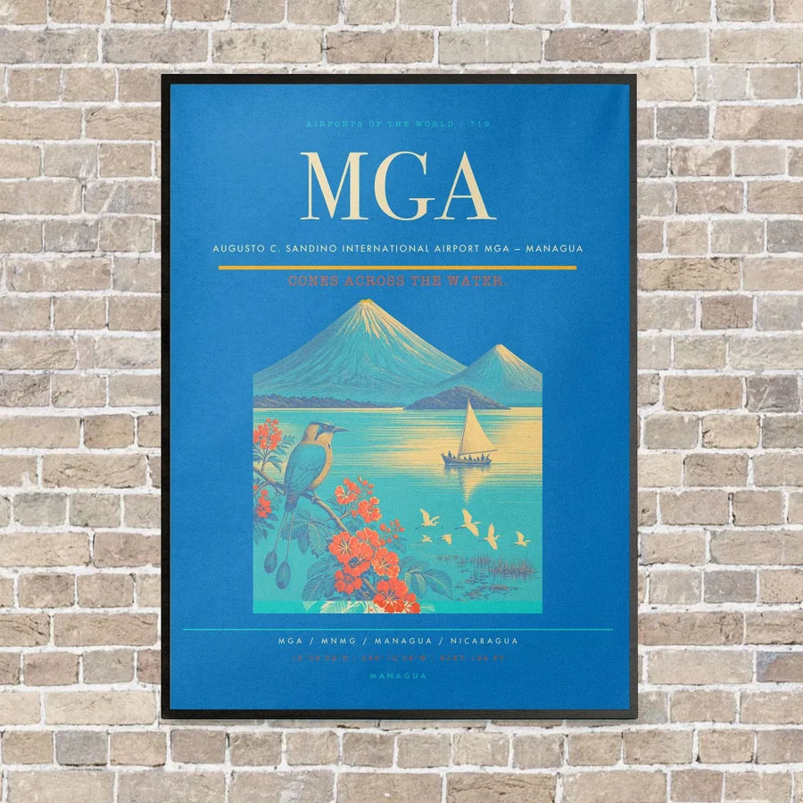 Augusto C. Sandino International Airport MGA — Managua vertical canvas print - framed - turquoise background