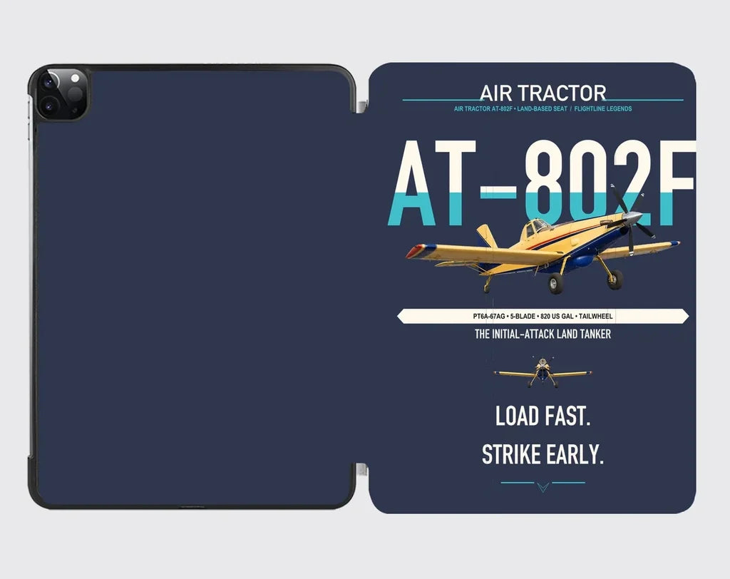 Air Tractor AT-802F design on navy blue ipad tablet case