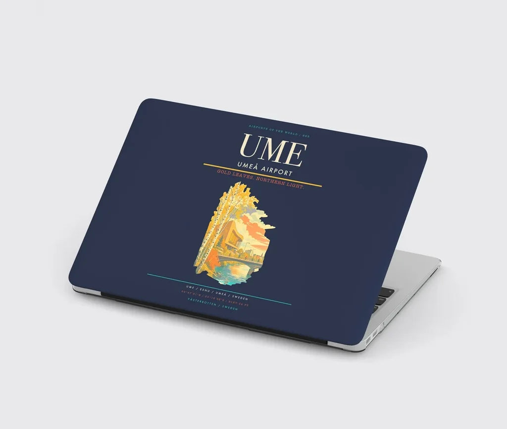 Umeå Airport (UME) design on navy blue MacBook case