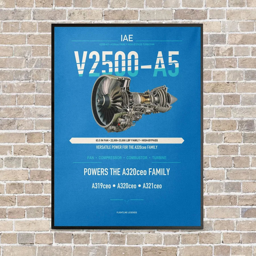 V2500-A5 vertical canvas print - framed - turquoise background