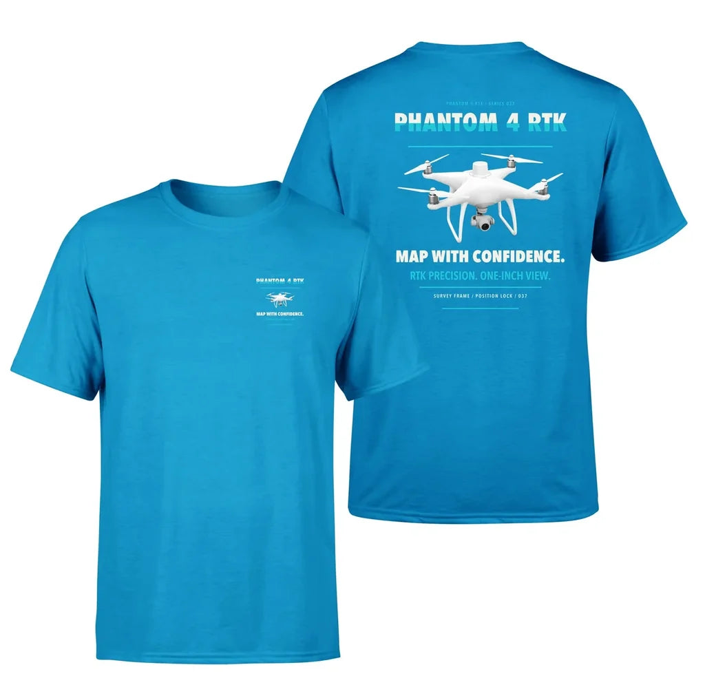 DJI Phantom 4 RTK design on turquoise t shirt