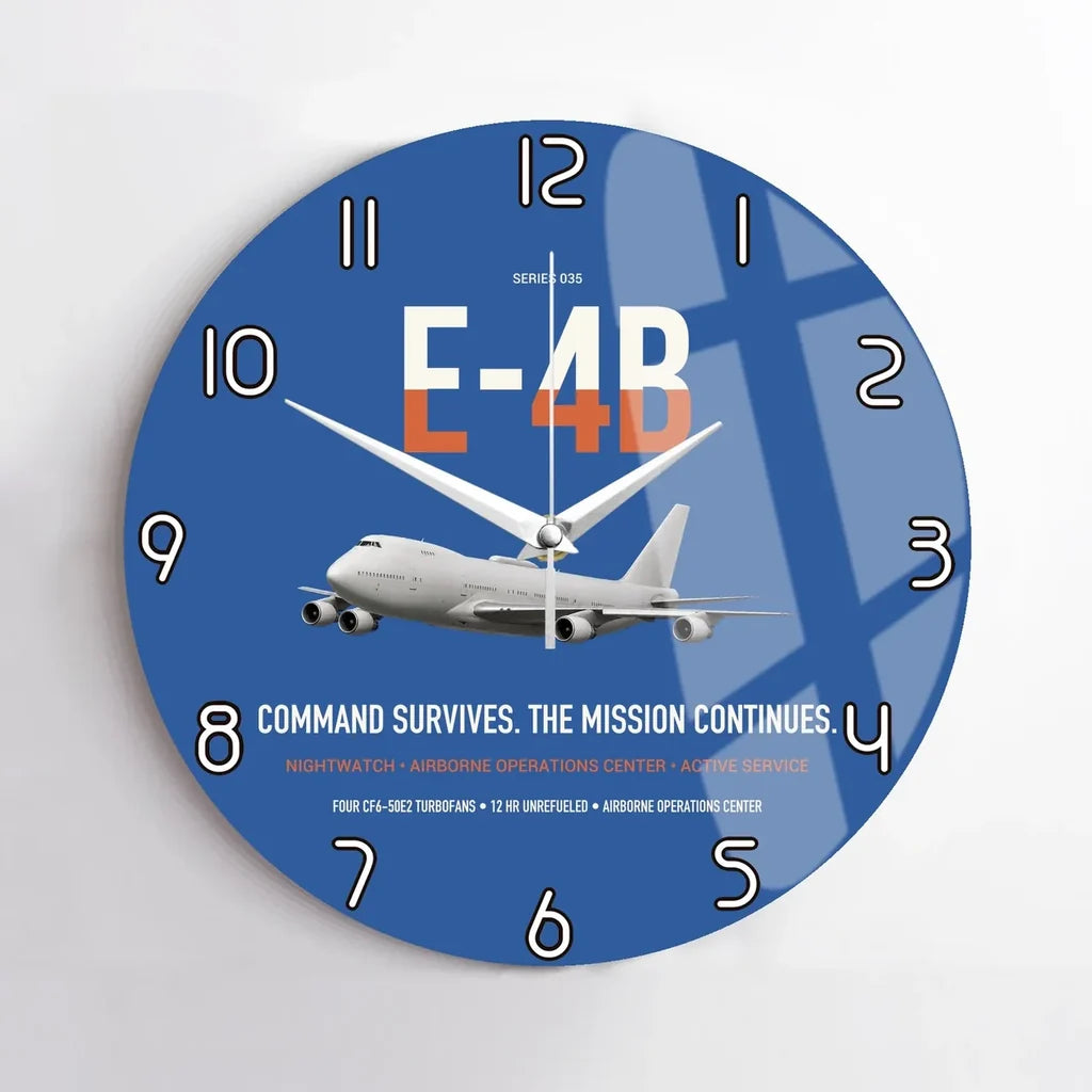 E-4B Nightwatch design on blue no frame wall clock