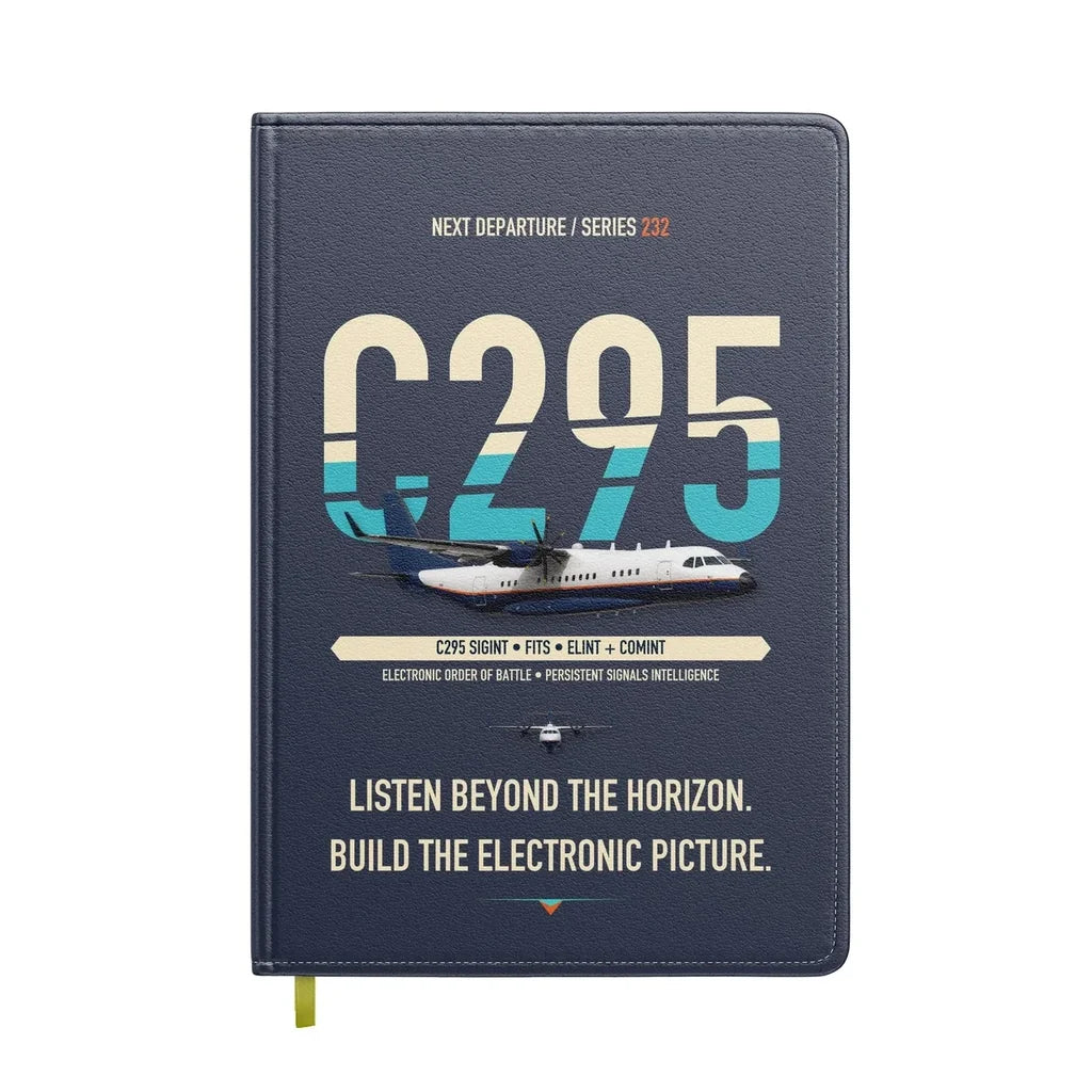 Airbus C295 SIGINT design on navy blue notebook