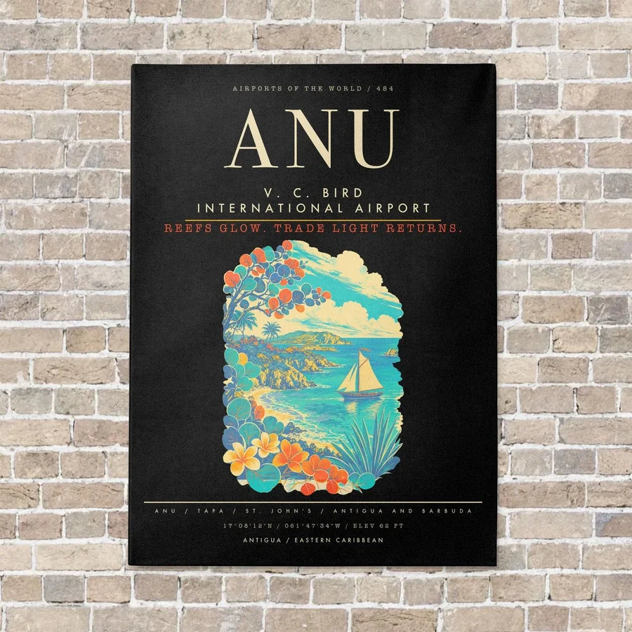 V. C. Bird International Airport ANU - Canvas Framed - Black
