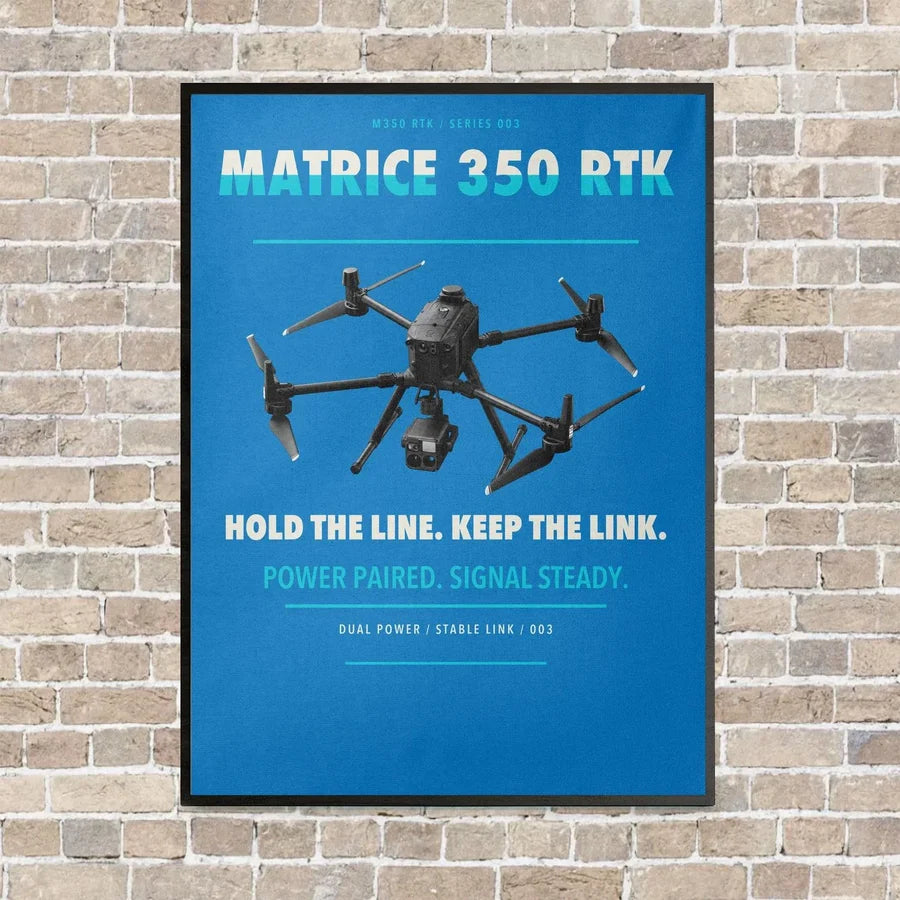 DJI Matrice 350 RTK vertical canvas print - framed - turquoise background
