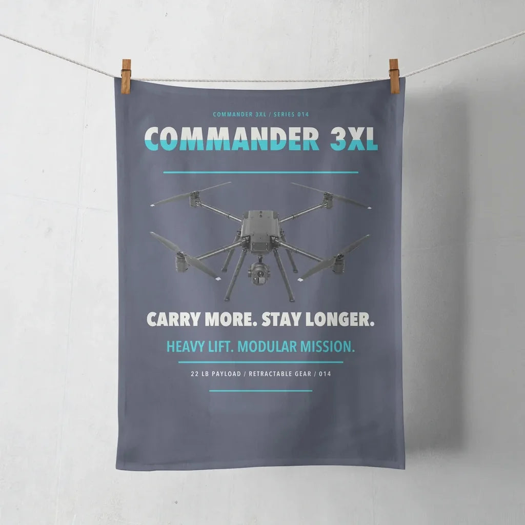 Draganfly Commander 3XL design on navy blue towel