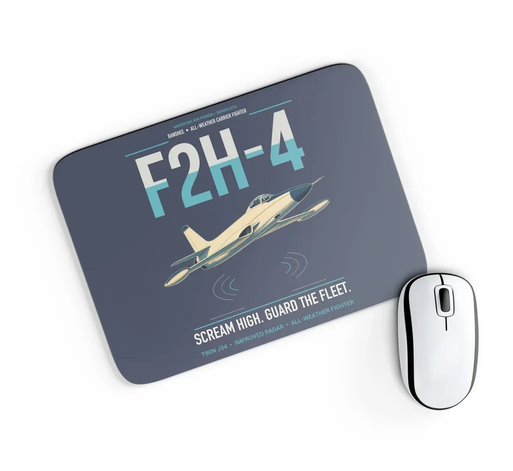 F2H-4 Banshee design on navy blue rectangle mouse pad