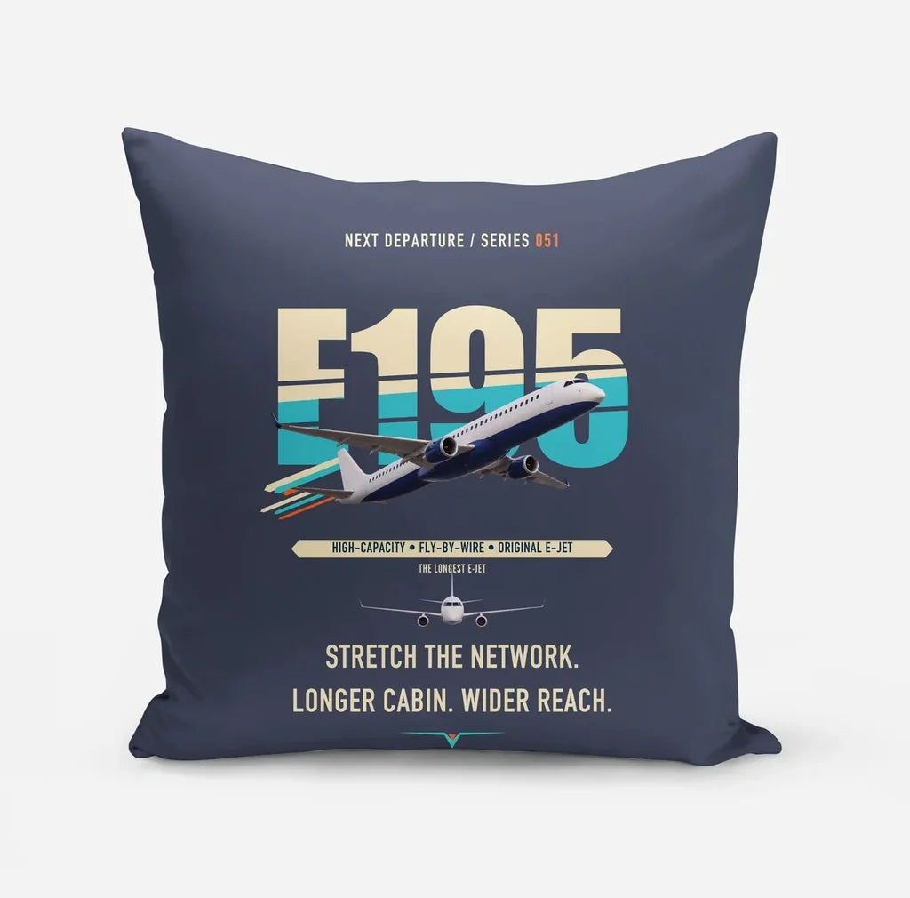 Embraer E195 design on navy blue pillow