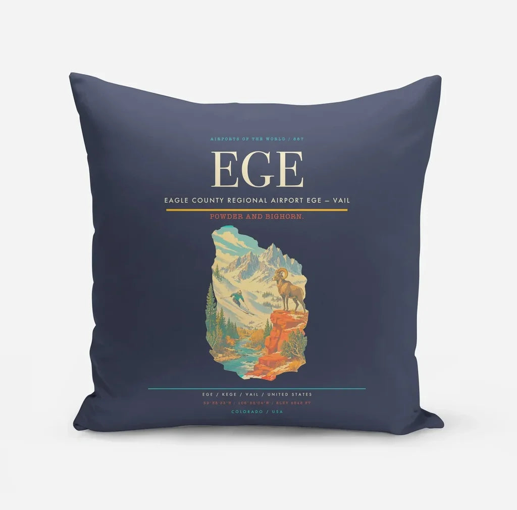 Eagle County Regional Airport (EGE) design on navy blue pillow