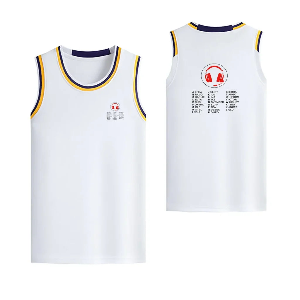 Aviation Alphabet 3 Designed Basketball Style Sports Tank Tops - view 16