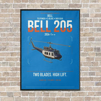 Thumbnail for Bell 205A-1++ vertical canvas print - framed - turquoise background