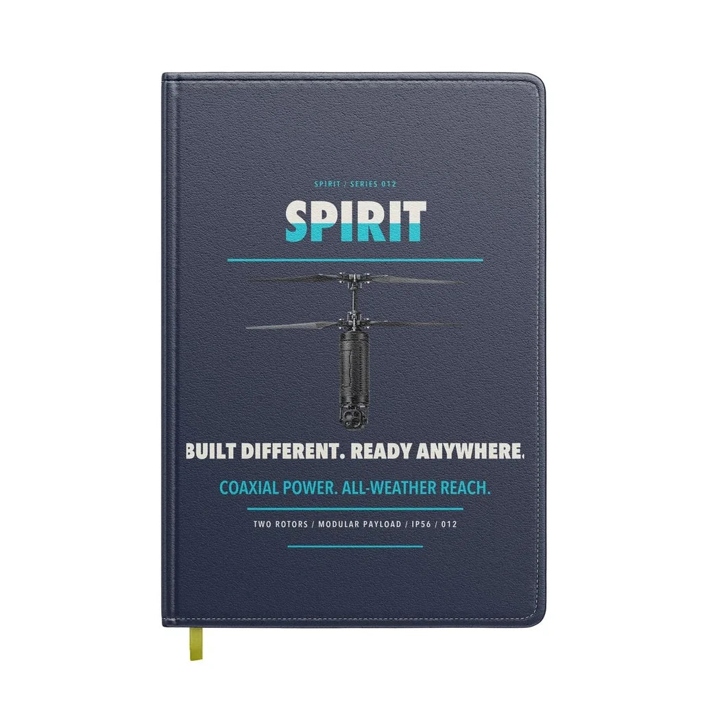 Ascent AeroSystems Spirit design on navy blue notebook