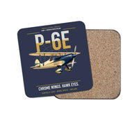 Thumbnail for Curtiss P-6E Hawk design on navy blue 1 piece coaster