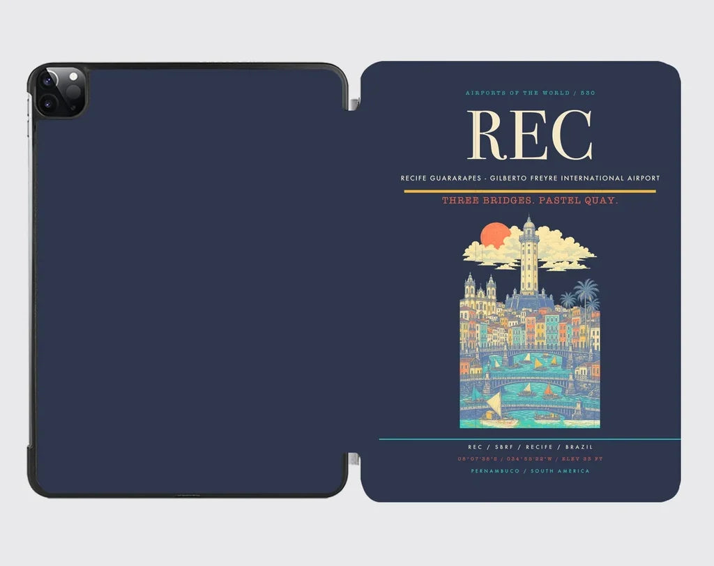 Recife Guararapes (REC) design on navy blue ipad tablet case