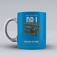 Thumbnail for Fokker Dr.I design on turquoise ceramic mug, double-side print