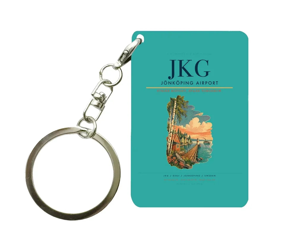 Jönköping Airport (JKG) design on turquoise key chain