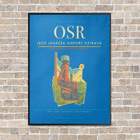 Thumbnail for Leoš Janáček Airport Ostrava OSR vertical canvas print - framed - turquoise background