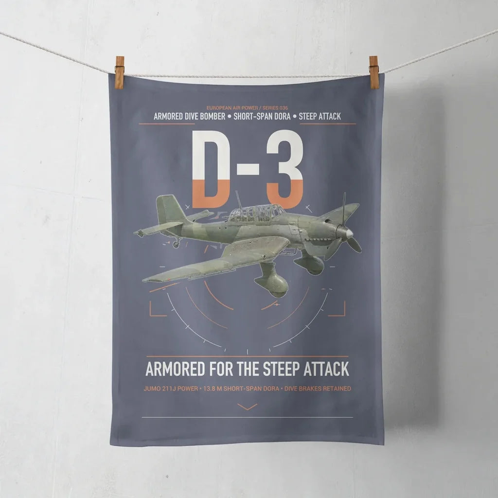 Junkers Ju 87D-3 design on navy blue towel