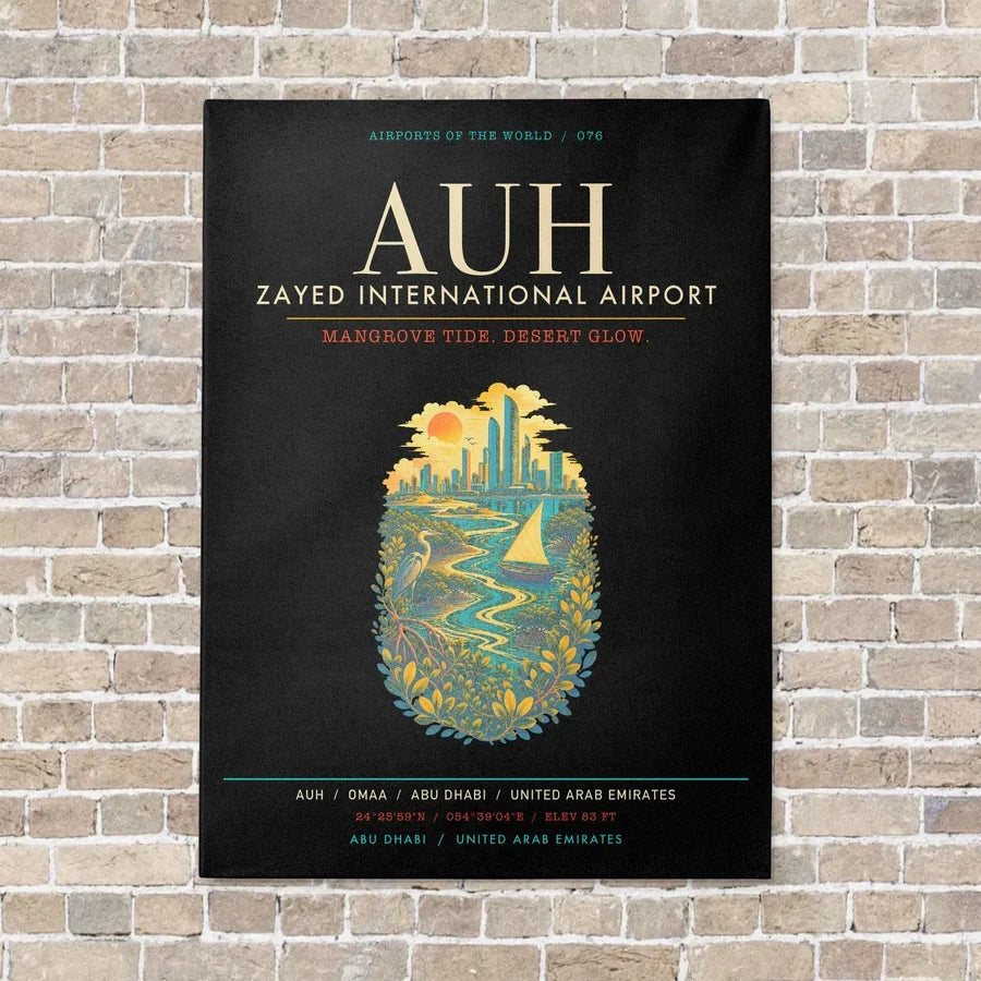 Zayed International Airport Abu Dhabi AUH - Canvas Framed - Black