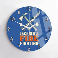 Thumbnail for Crash Rescue Fire Fighting design on blue no frame wall clock