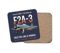 Thumbnail for F2A-3 Buffalo Hold the Line at Midway design on navy blue 1 piece coaster