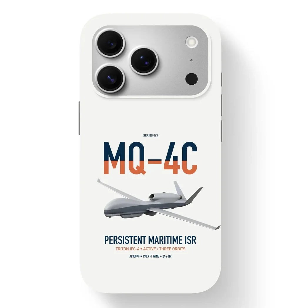 MQ-4C Triton IFC-4 design on white magsafe iphone case, for iPhone 17 Pro