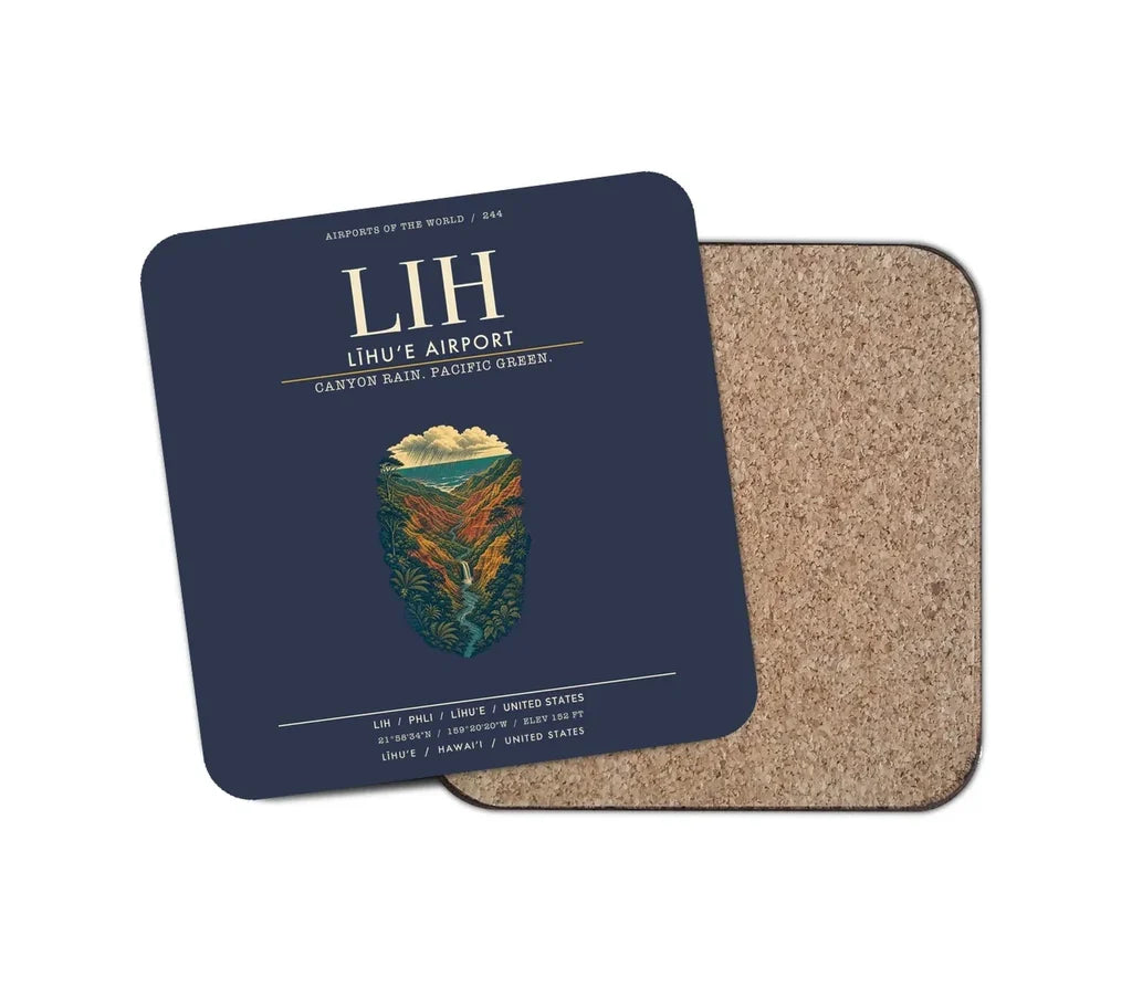 Līhuʻe Airport (LIH) design on navy blue 1 piece coaster