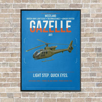 Thumbnail for Westland Gazelle AH1 vertical canvas print - framed - turquoise background