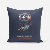 Thumbnail for Sikorsky S-61N design on navy blue pillow