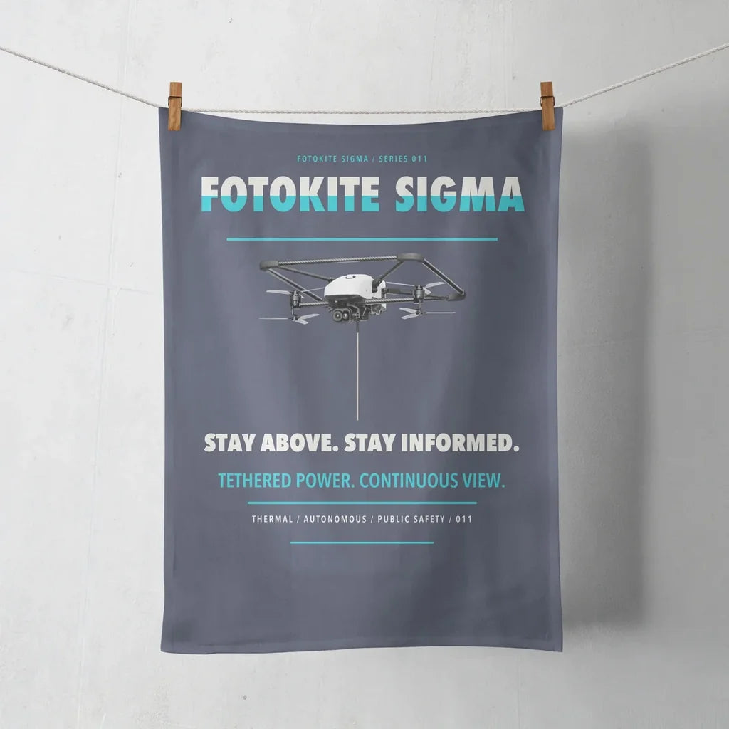 Fotokite Sigma design on navy blue towel