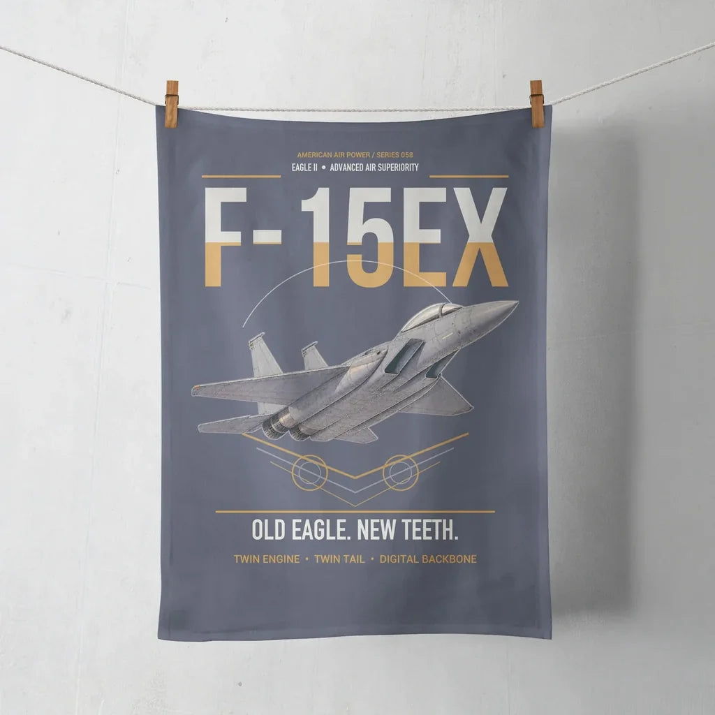 F-15EX Eagle II design on navy blue towel