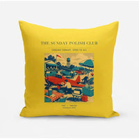 Thumbnail for VINTAGE G4436 - The Sunday Polish Club - Designed Pillows design on yellow