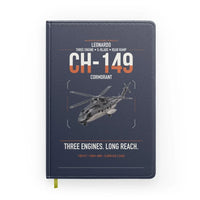 Thumbnail for Leonardo CH-149 Cormorant design on navy blue notebook
