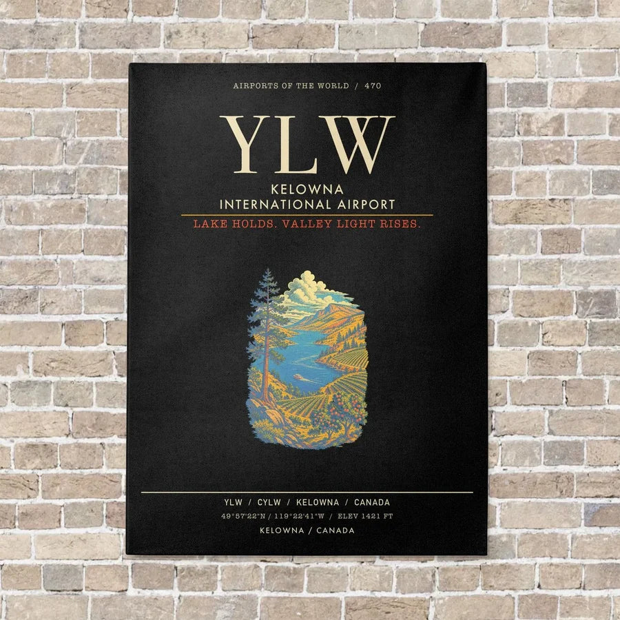 Kelowna International Airport YLW - Canvas Framed - Black