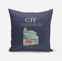 Thumbnail for Great Falls International Airport (GTF) design on navy blue pillow