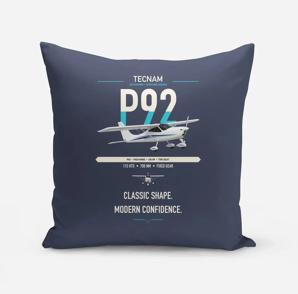 Tecnam P92 Echo MkII design on navy blue pillow