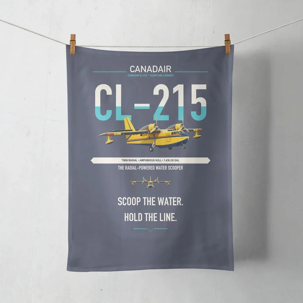 Canadair CL-215 design on navy blue towel