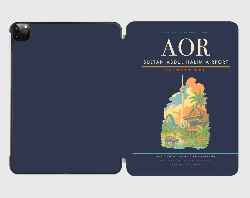 Sultan Abdul Halim Airport (AOR) design on navy blue ipad tablet case