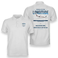 Thumbnail for Cessna Citation Longitude design on white double-side polo t-shirt, double-side print