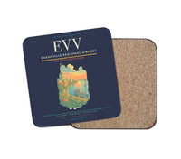 Thumbnail for Evansville Regional Airport (EVV) design on navy blue 1 piece coaster