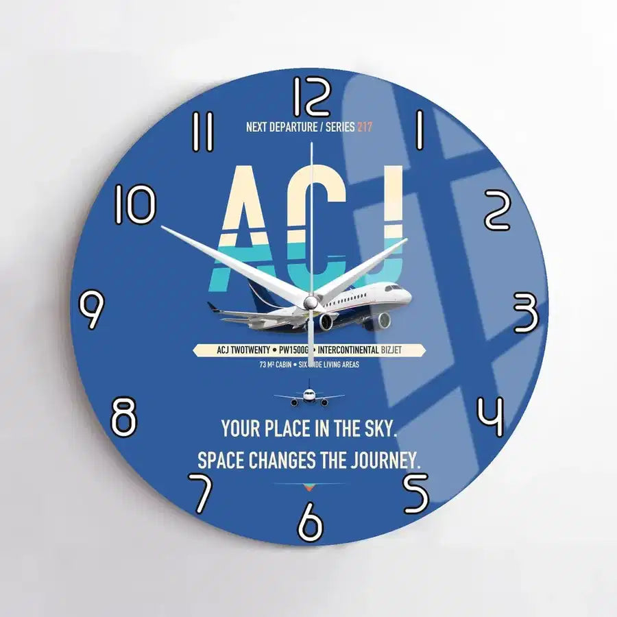 Airbus ACJ TwoTwenty design on blue no frame wall clock