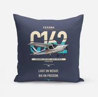 Thumbnail for Cessna 162 Skycatcher design on navy blue pillow